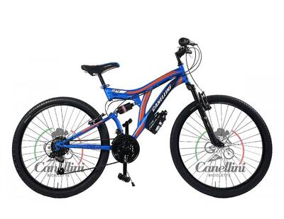 Bici da bambino MTB Canellini COLORADO 24" Full Suspension - Blu/Arancione