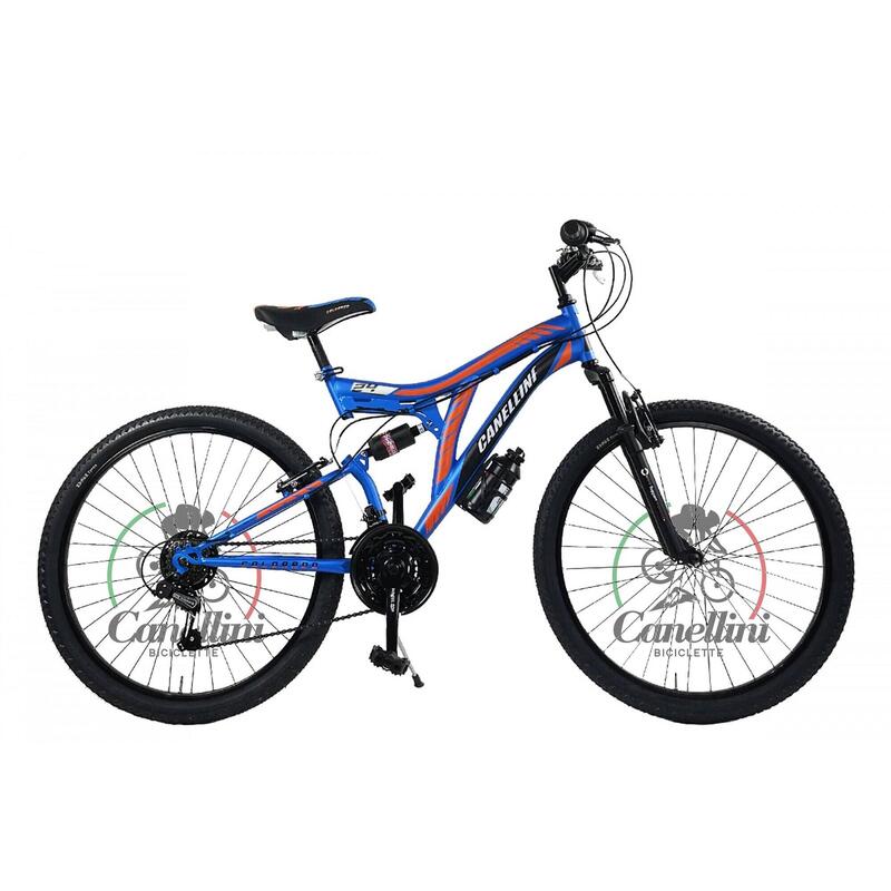 Kinderfiets MTB Canellini Volledige Suspensie Colorado 24" 18V - Blauw/Oranje