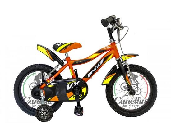 Vélo enfant Canellini VORTEX 14" acier orange/noir/jaune