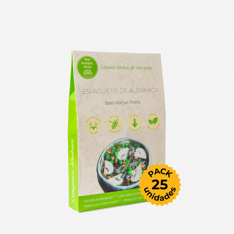 Espaguetis de albahaca Pasta de Konjac (Pack 25 unidades)