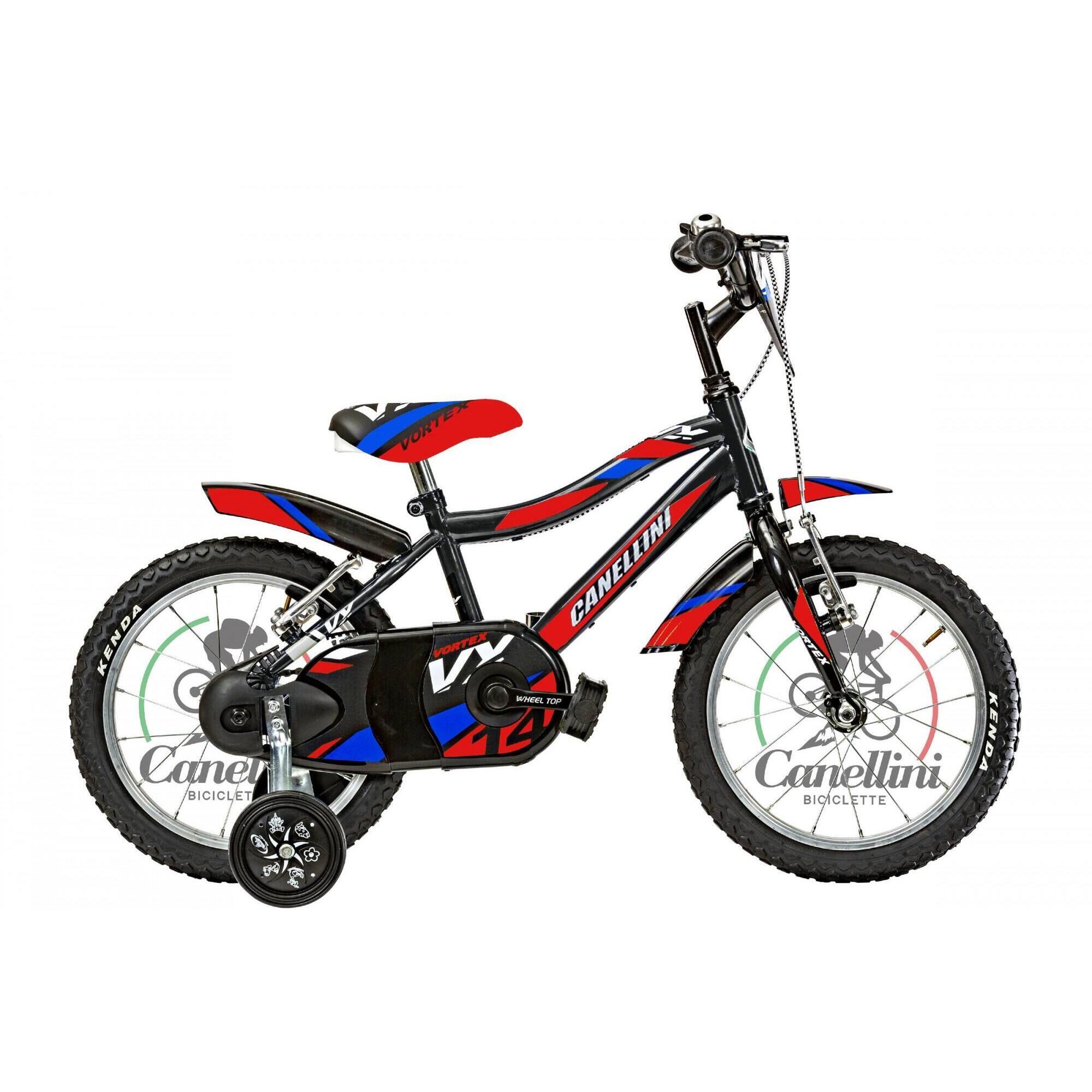 Bicicleta de criança BTT Canellini VORTEX 14" - Preto/Vermelho/Azul