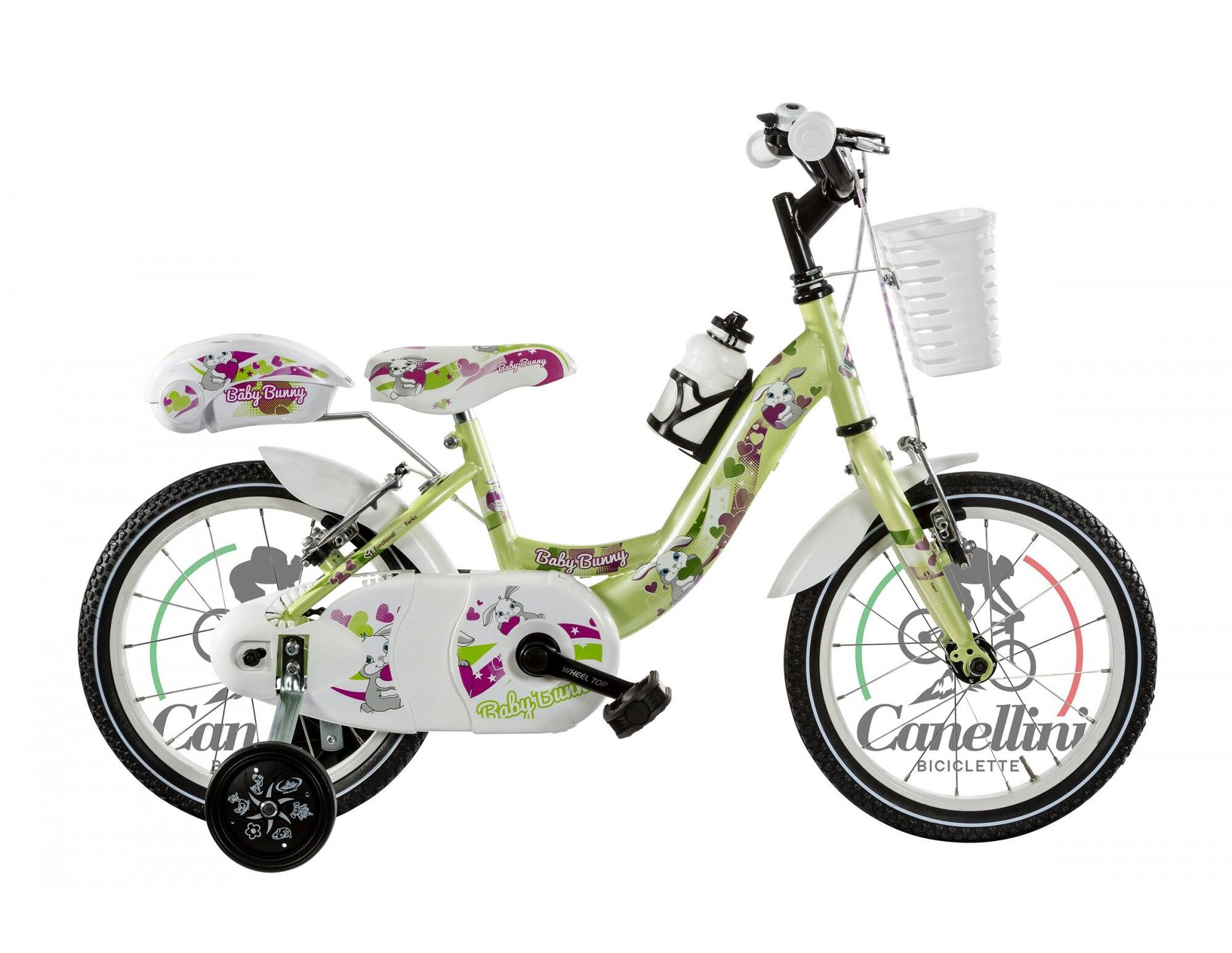 Bicicleta de menina canellini venere 14" baby bunny - verde claro