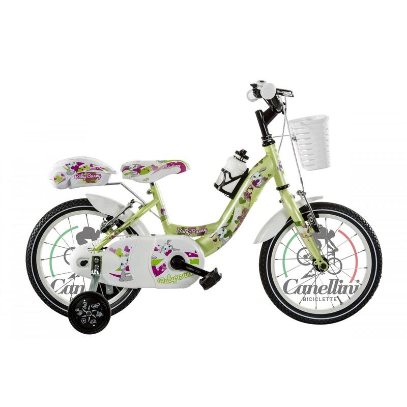 Bicicletă pentru fete Canellini VENERE 14" BABY BUNNY - Verde deschis