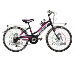 Vélo enfant Canellini LINCY 24'' Blanc/Rose - 6 vitesses, acier