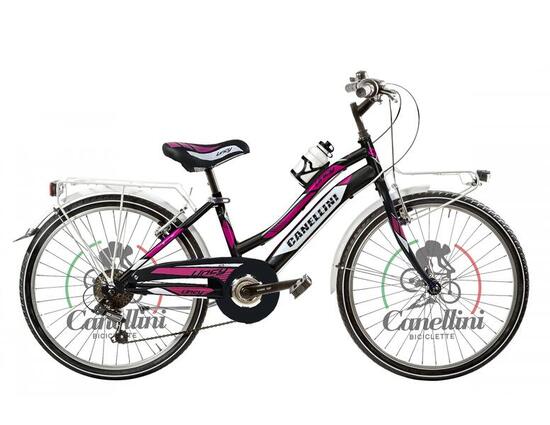 Vélo VTT Canellini LINCY noir/fuchsia, 6 vitesses, cadre acier