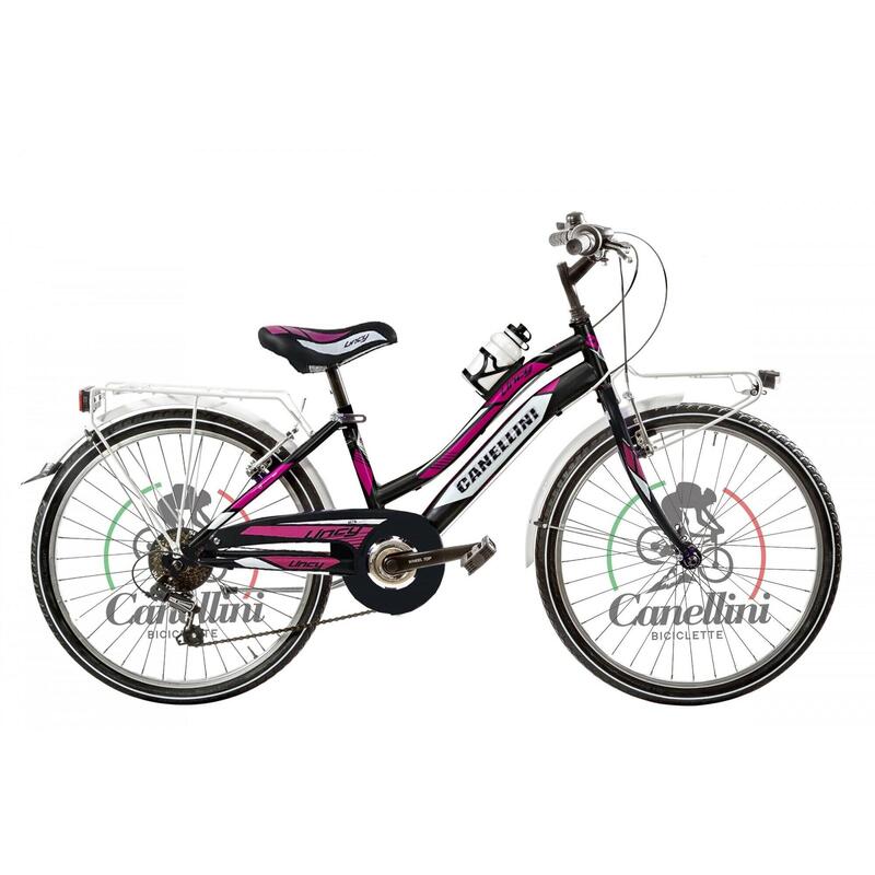 Bicicletă pentru fete Canellini LINCY 24" - Negru/Fucsia