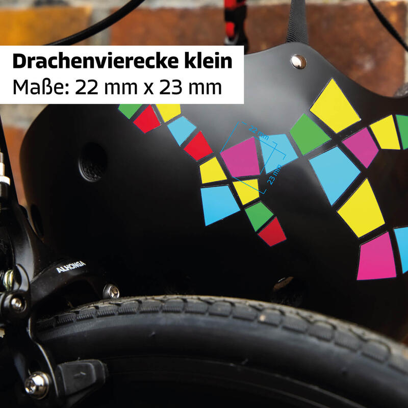 Bunte Drachenviereck Aufkleber für Fahrrad und Helm