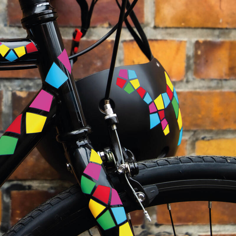 Bunte Drachenviereck Aufkleber für Fahrrad und Helm