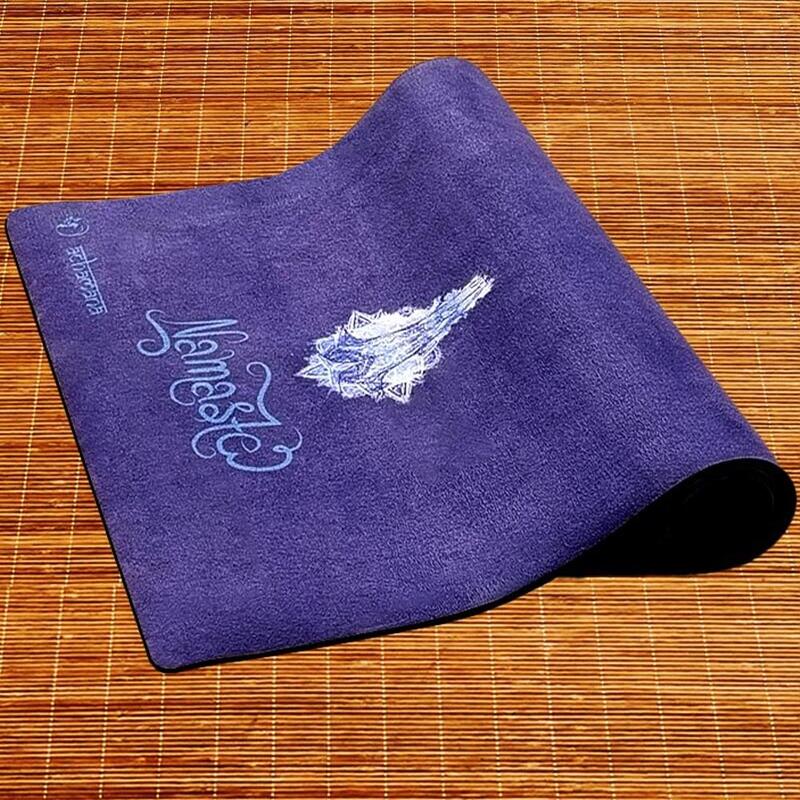 Tapis yoga écologique nouvelle génération 3 plis, 6mm - Namasté bleu + sac yoga