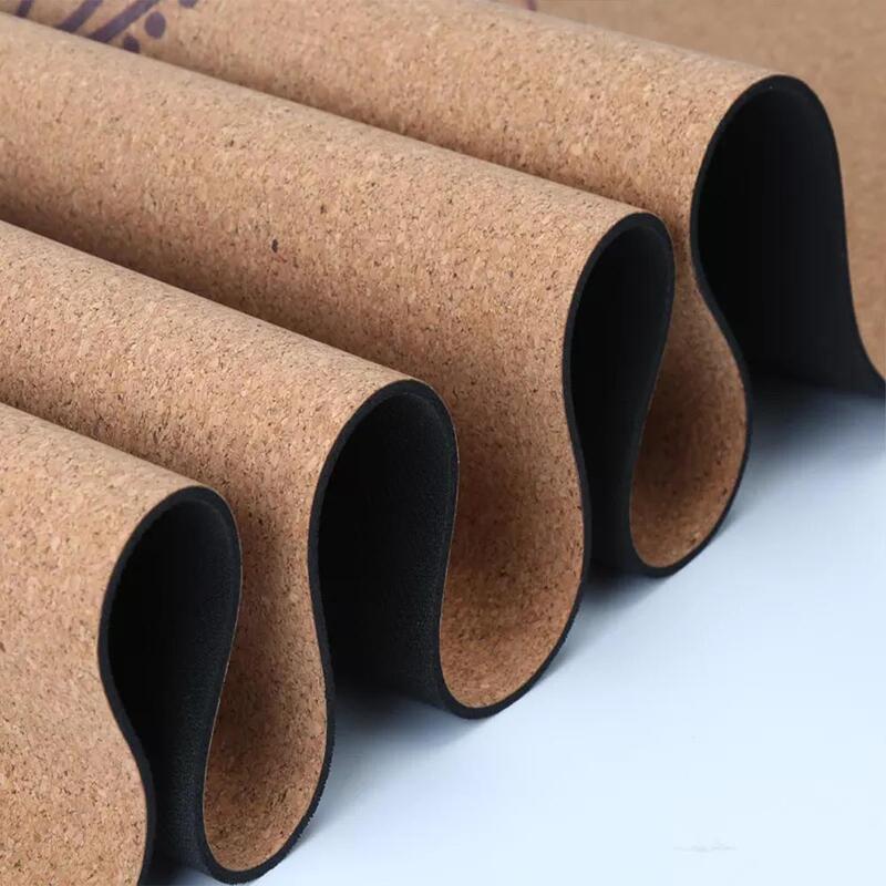 Yogamat rubber & kurk 5mmx68cmx1,83m - Olifanten + Transportzak
