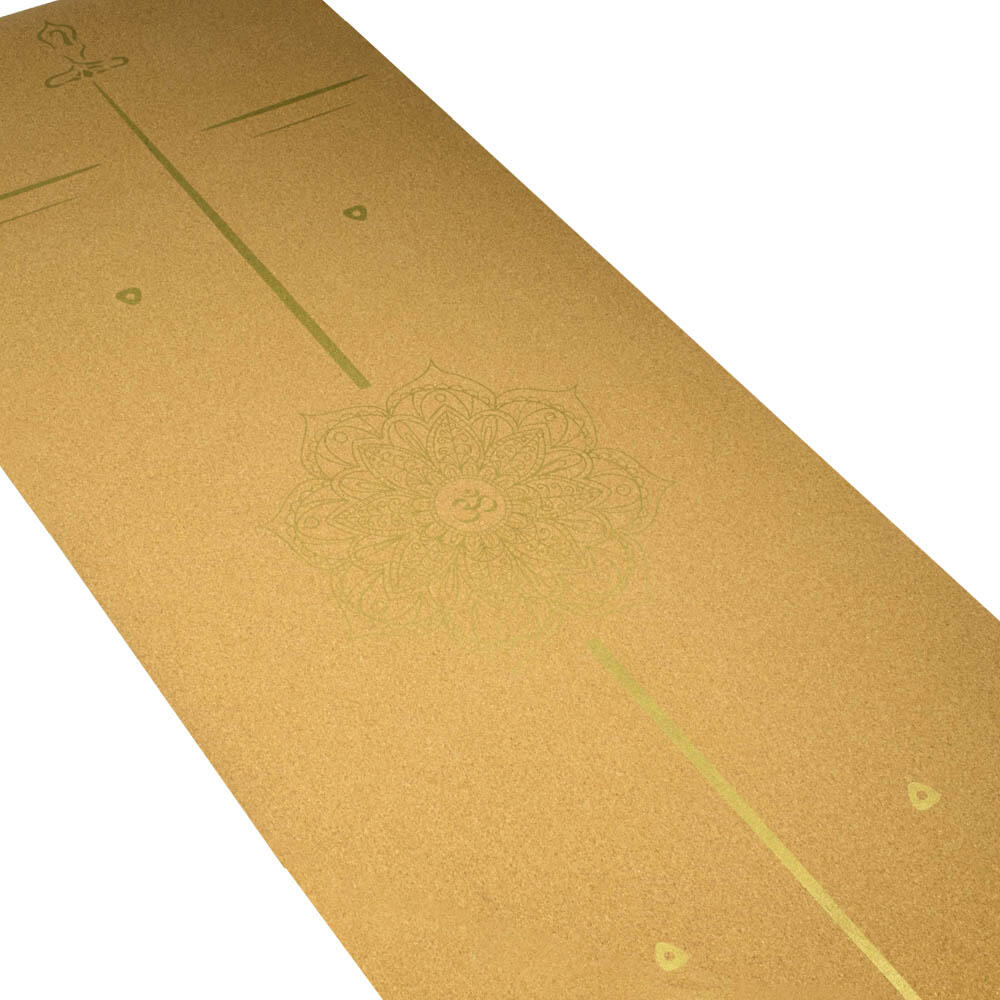 Tappeto yoga in gomma e sughero 5mmx68cmx1,83m, Mandala Bodylines oro 4/7
