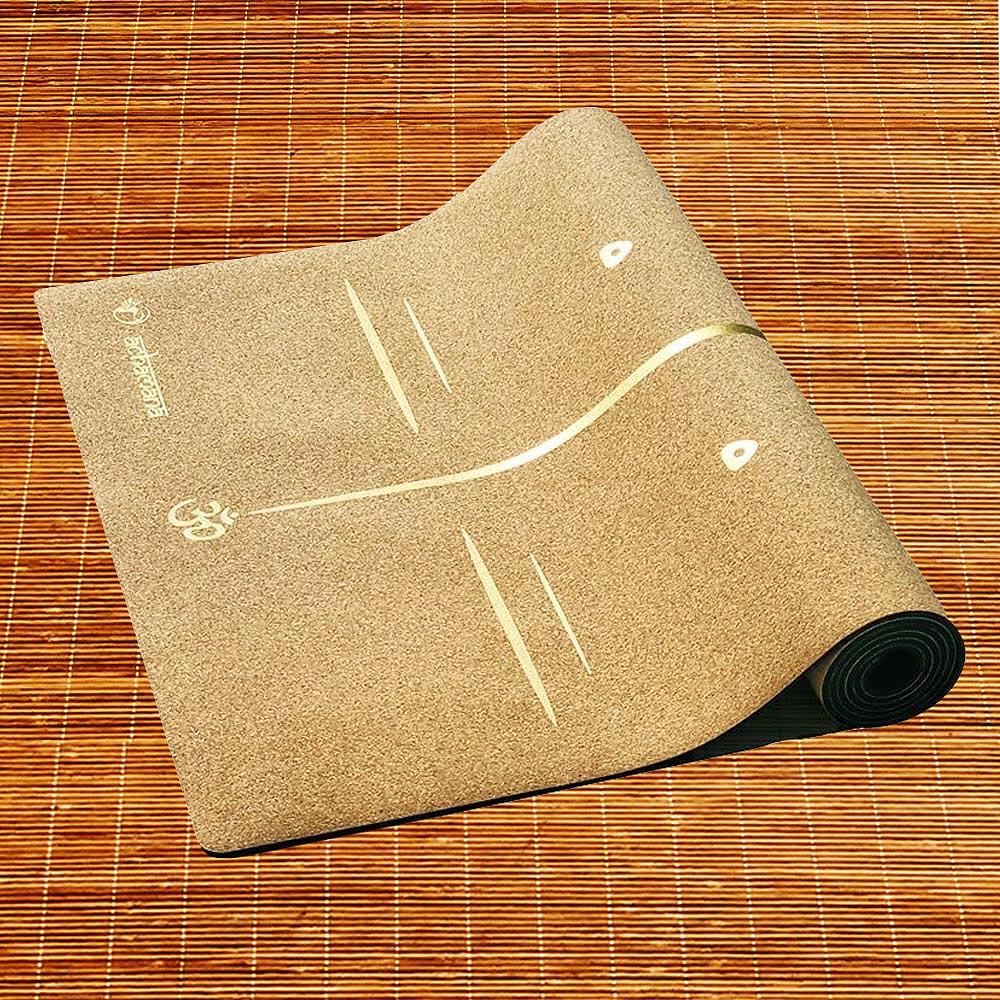 Tappeto yoga in gomma e sughero 5mmx68cmx1,83m, Mandala Bodylines oro 3/7