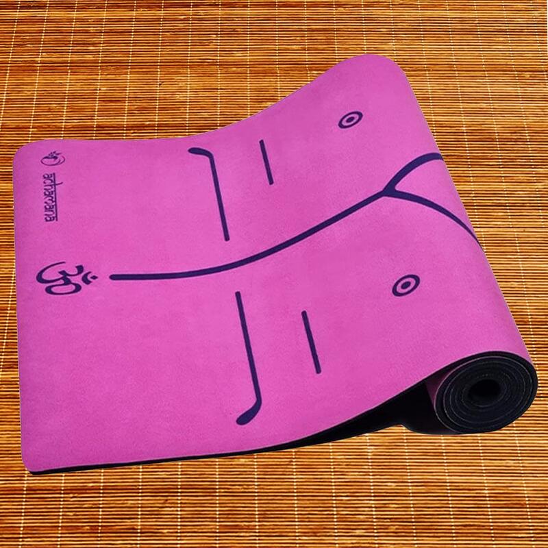 Tapete de yoga ecológico de nova geração, rosa, 6 mm, linhas de postura + saco