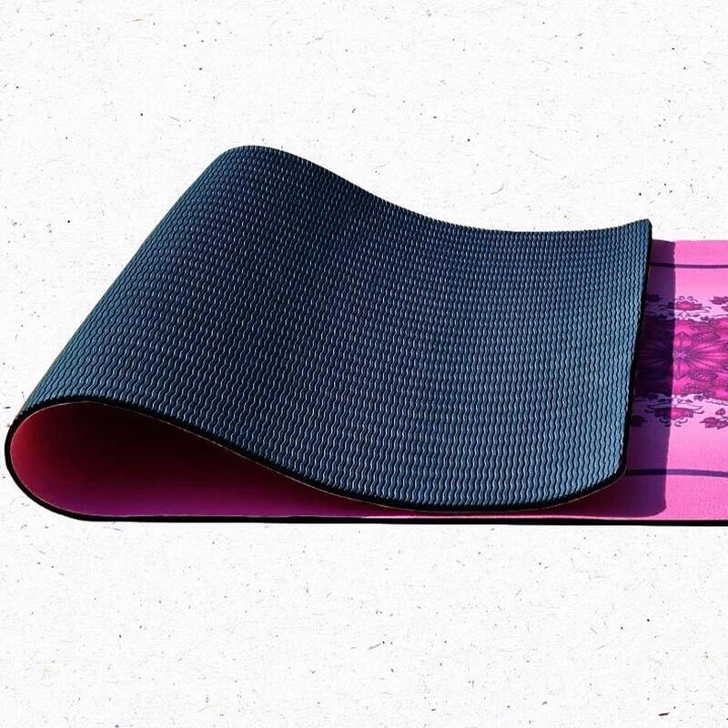 Tapis yoga écologique nouvelle génération 3 plis 6mm lignes posturales +Sac yoga