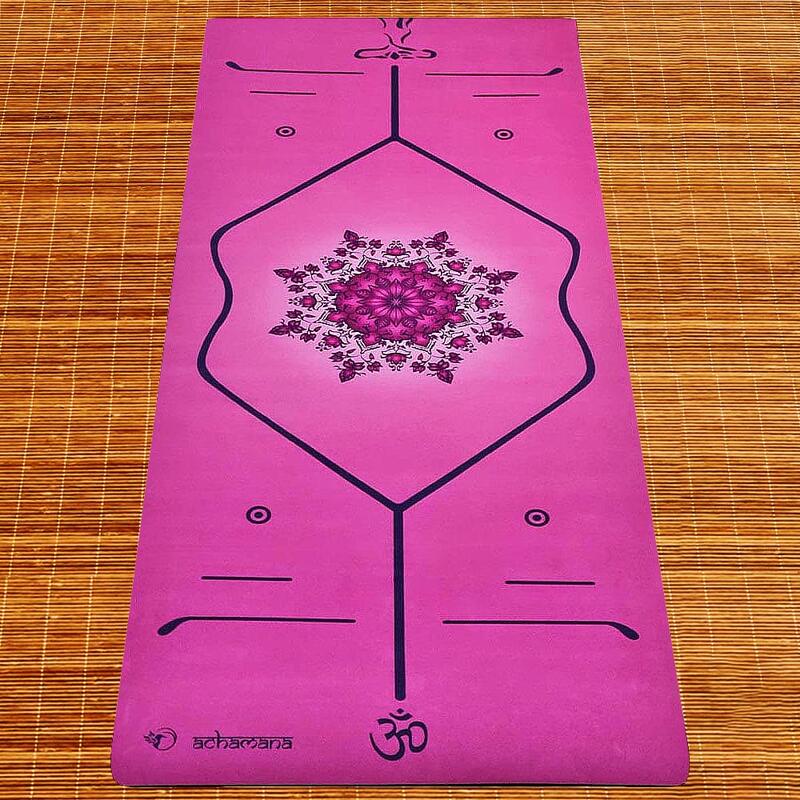 Tapete de yoga ecológico de nova geração, rosa, 6 mm, linhas de postura + saco