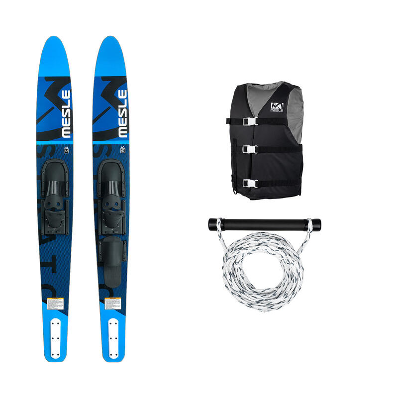 Wasserski Set Strato 170 cm mit Leine Schwimmweste Erwachsene blau