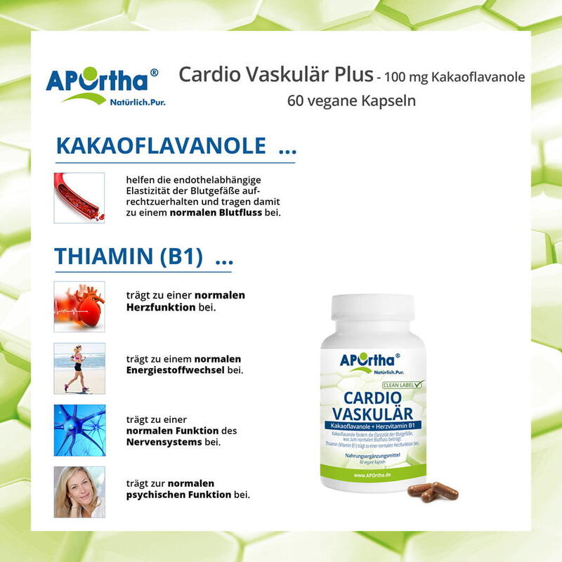 APOrtha® Cardio Vaskulär - 100 mg Kakaoflavanole - 60 vegane Kapseln