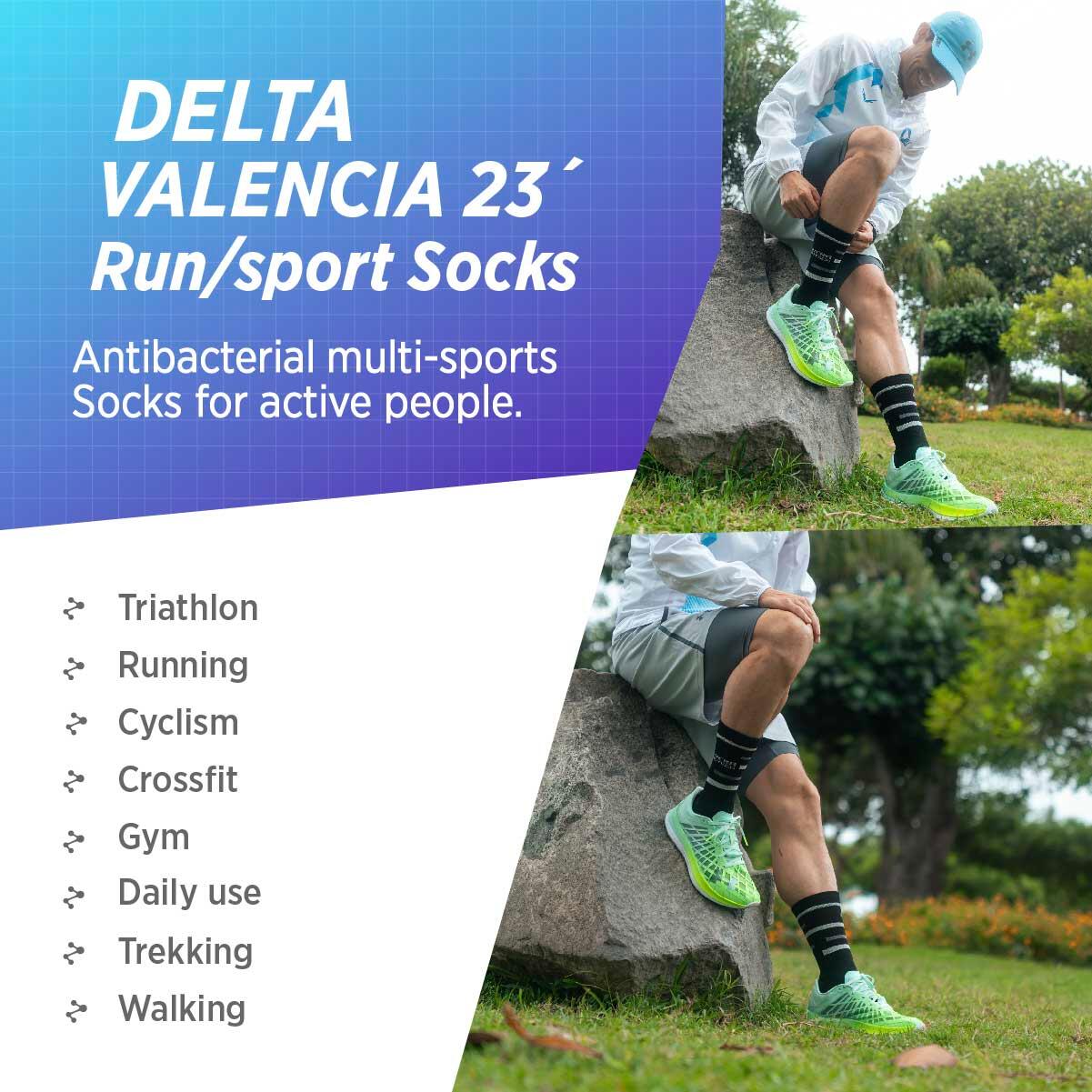 Compressiekousen hardloopsokken heren dames marathon de Valencia licht running 5/7