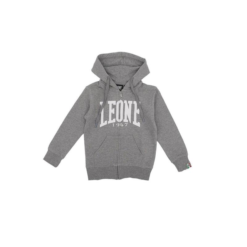 Felpa da bambino con cappuccio, full zip e logo Basic