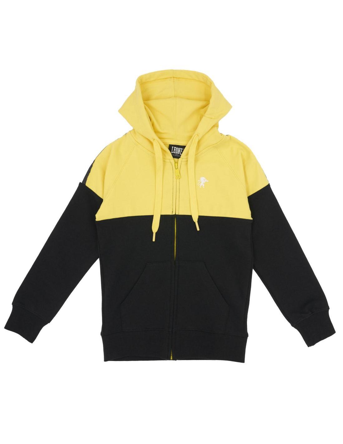 LEONE 1947 APPAREL Sudadera de niño con capucha, cremallera completa y New Tape bicolor