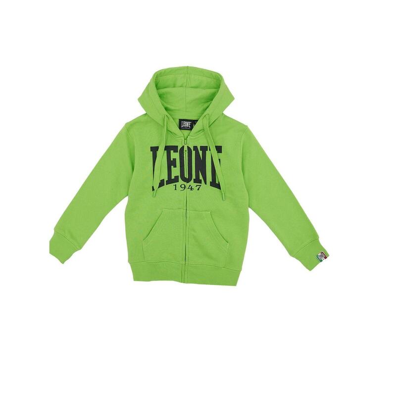 Sweat-shirt pour enfants avec capuche, fermeture éclair intégrale et logo Basic