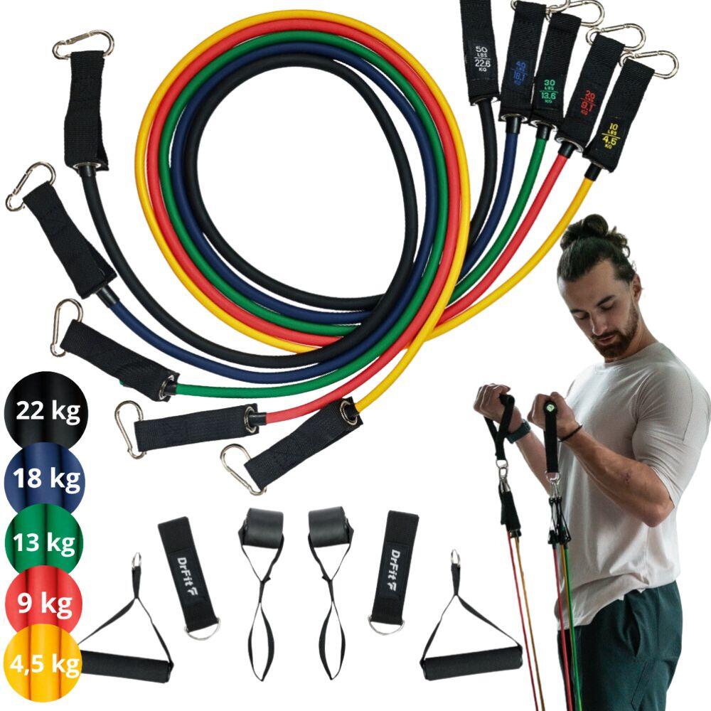 Gumy do ćwiczeń zestaw 5 gum oporowych do ćwiczeń fitness taśmy na siłkę DrFit 4/6
