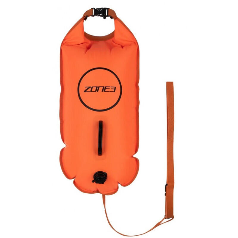 Swim Safety Buoy & Dry Bag 28l Adult HIVIS Orange 1/7