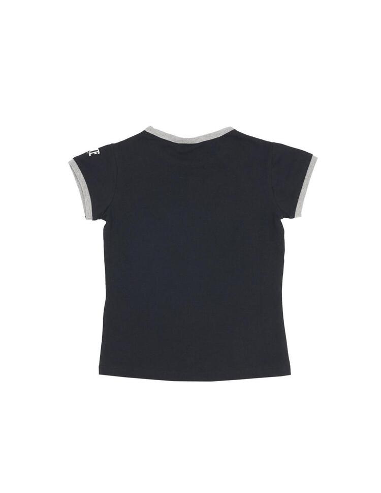 Dziewczęcy T-shirt z krótkim rękawem i uczelnią „L”.
