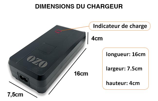 Chargeur 36V 2A pour batterie Lithium de vélo électrique prise JACK 3/5
