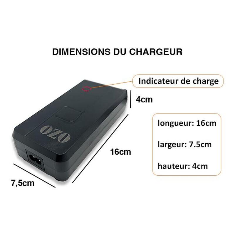 Chargeur 36V 2A pour batterie Lithium de vélo électrique prise JACK