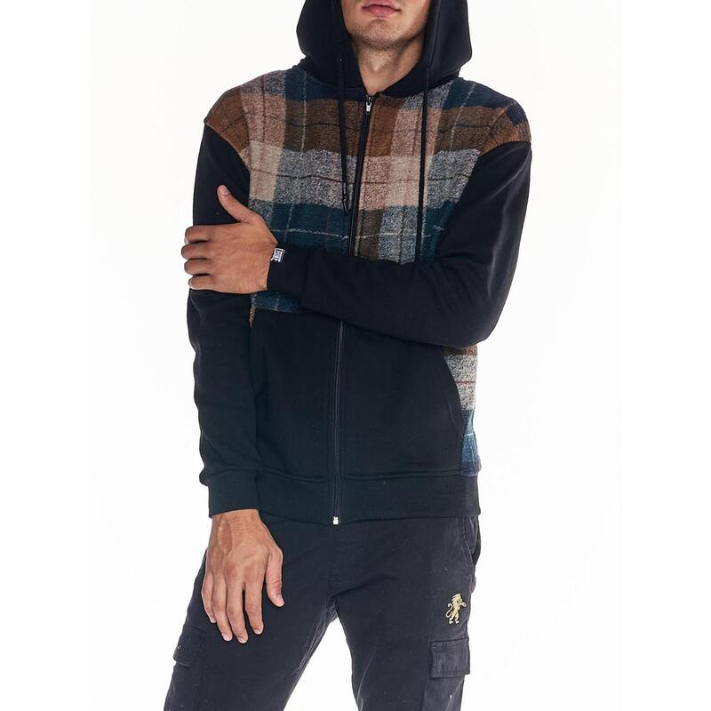 Sweat-shirt en laine tartan Work Leisure entièrement zippé pour homme