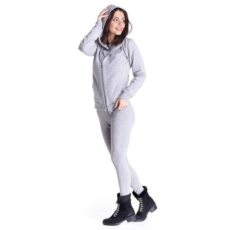 Sweatshirt com capuz assimÃ©trico com Zipper Mulher Greysongreys