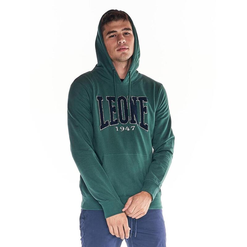 Felpa da uomo cappuccio e tascone logo grande College PN8905 Felpa da uomo cappuccio e tascone logo grande College PN8905