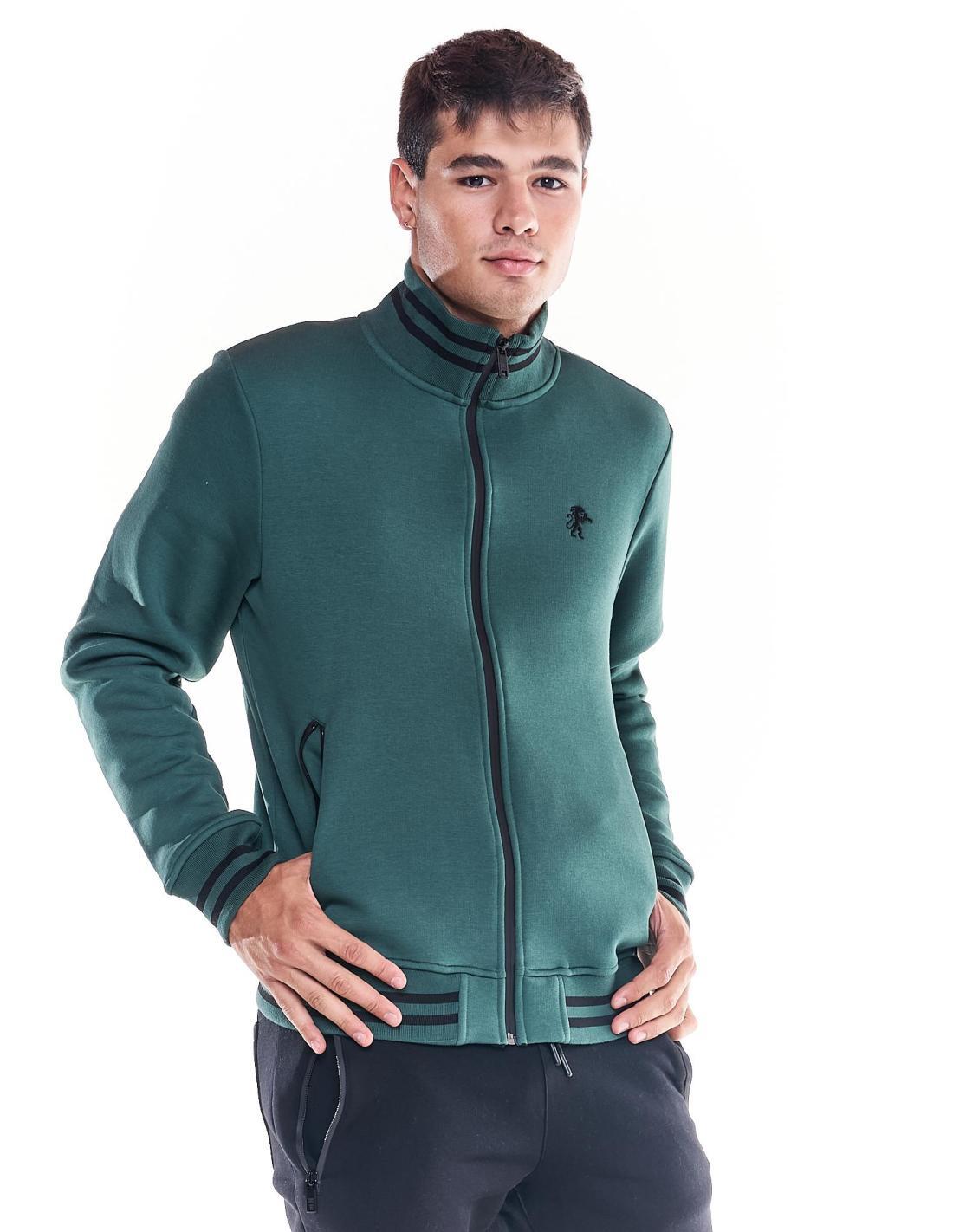 LEONE 1947 APPAREL Felpa da uomo collo in piedi e full zip icona leone Soft Basic