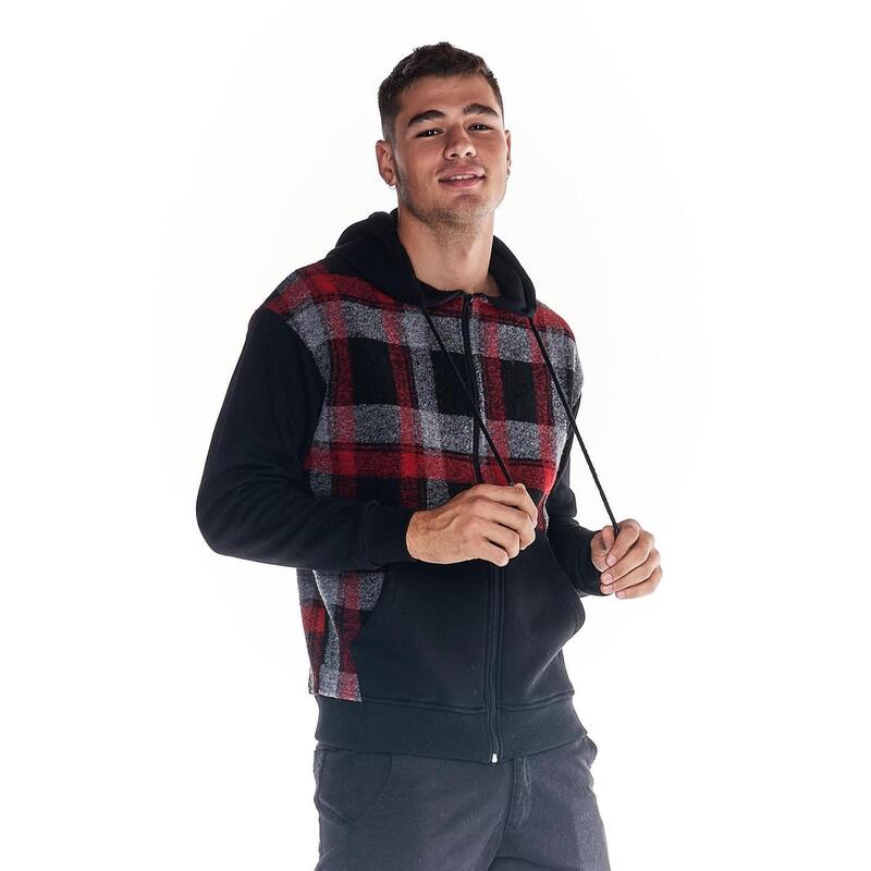 Sweat-shirt en laine tartan Work Leisure entièrement zippé pour homme