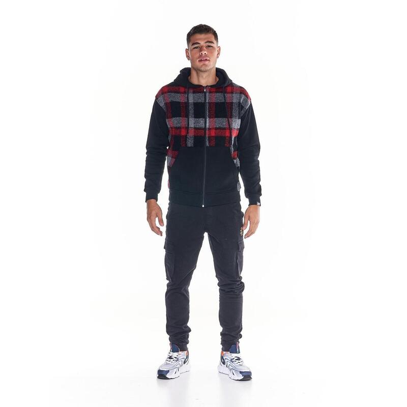 Sweat-shirt en laine tartan Work Leisure entièrement zippé pour homme