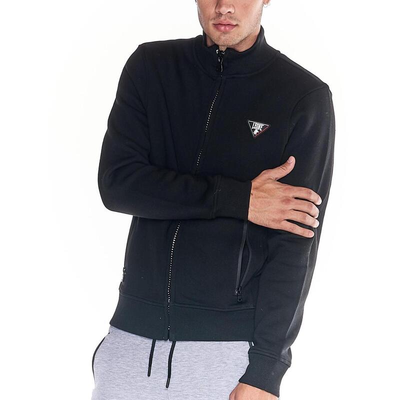 Sudadera básica gruesa con cuello alzado y cremallera completa para hombre