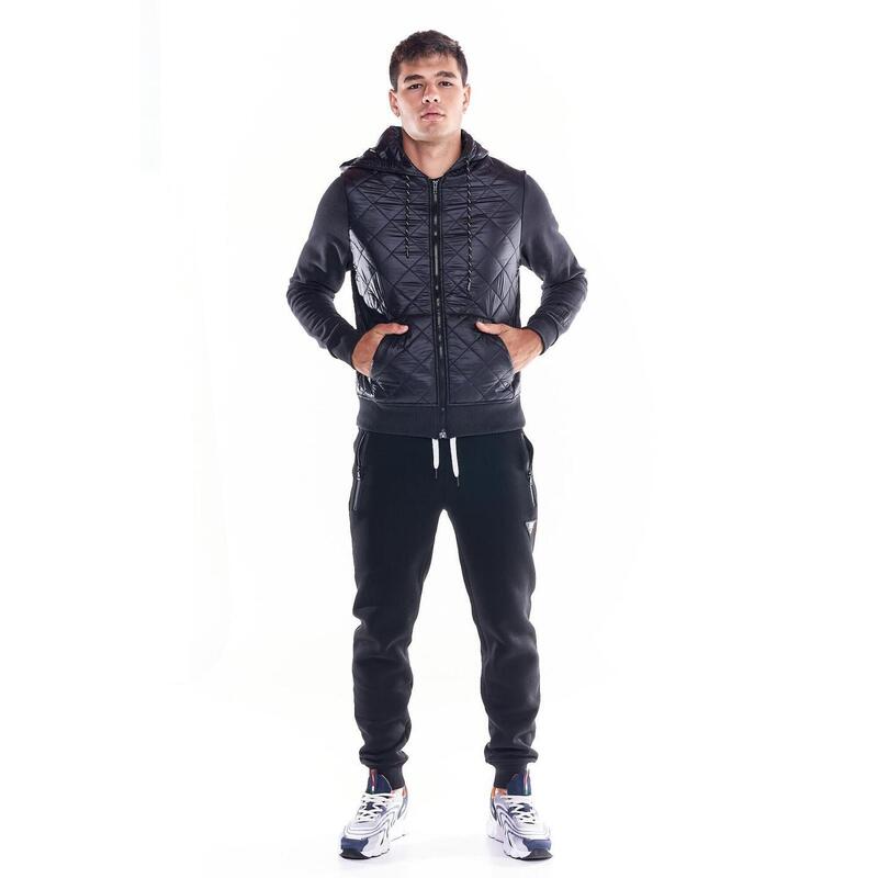 Sweatshirt homem acolchoado com capuz e Zipper completo