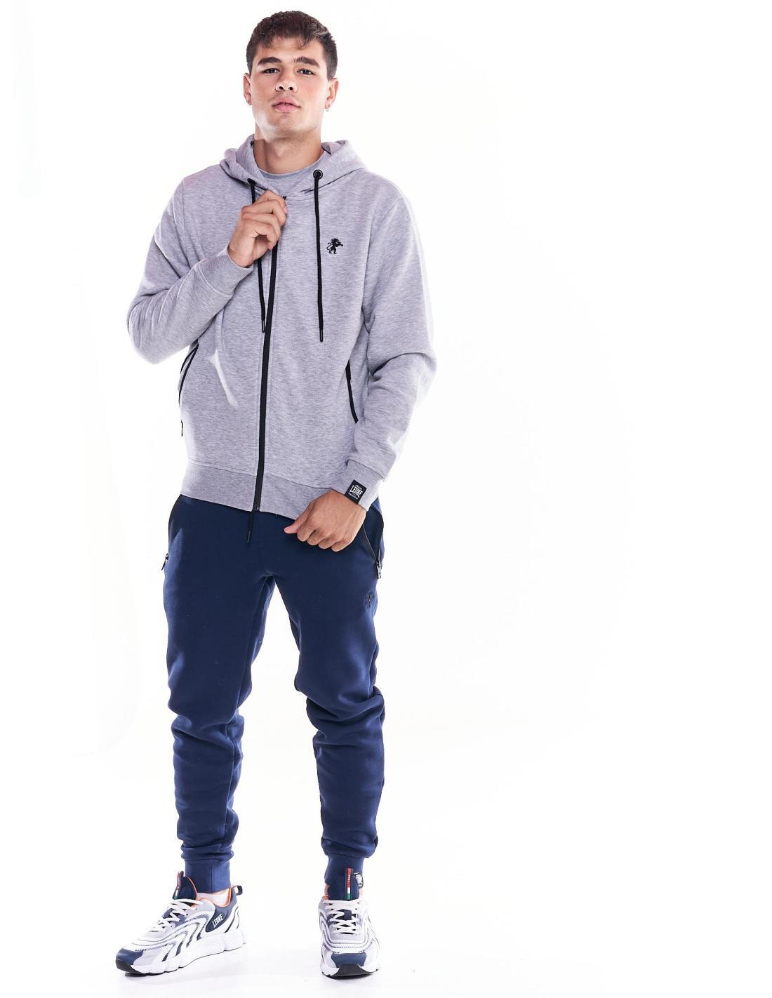 Herren-Kapuzenpullover mit durchgehendem Reißverschluss Leone Soft Basic 2/7