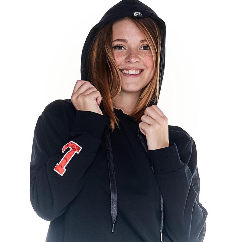 Woman hoody over College