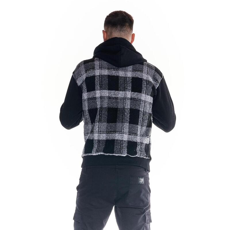 Sweatshirt homem de lÃ£ tartan com Zipper completo para trabalho e lazer