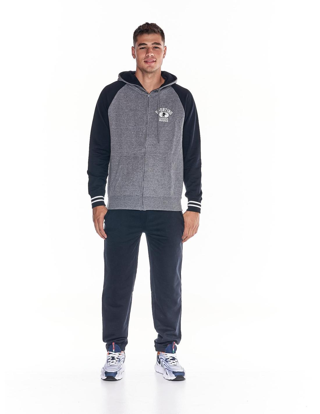 Tuta da uomo cappuccio full zip bicolor College 2/7