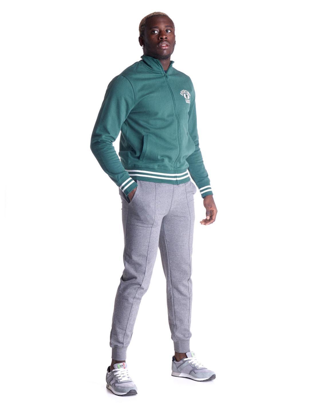 Fato de treino universitário masculino com gola alta e fecho completo 3/7