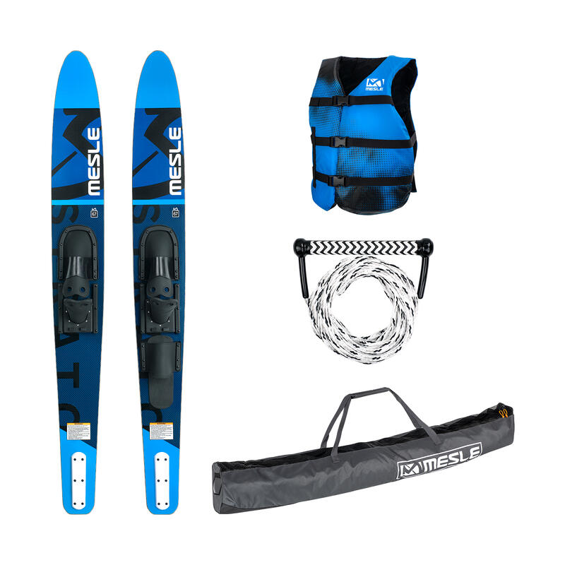 Wasserski Set Strato 170 cm mit Leine Schwimmweste Tasche Erwachsene blau