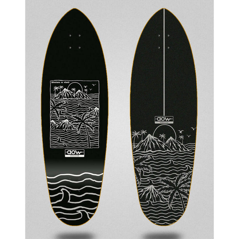 Surfskate Longboard Black Paradise 32,5" Deep Aowsurfskates Negro hecho a mano