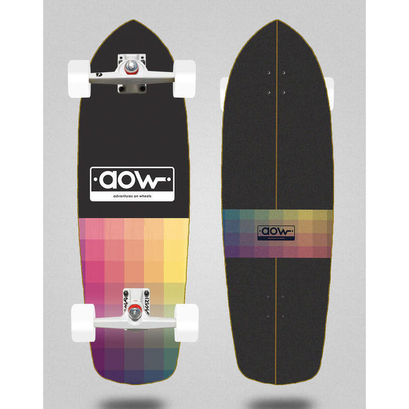 Surfskate Longboard Pixel 34"Special AOWSURFSKATES negro hecho a mano