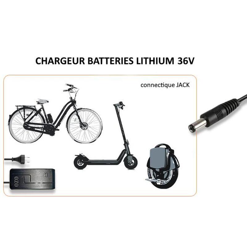 Chargeur 36V 2A pour batterie Lithium de vélo électrique prise JACK