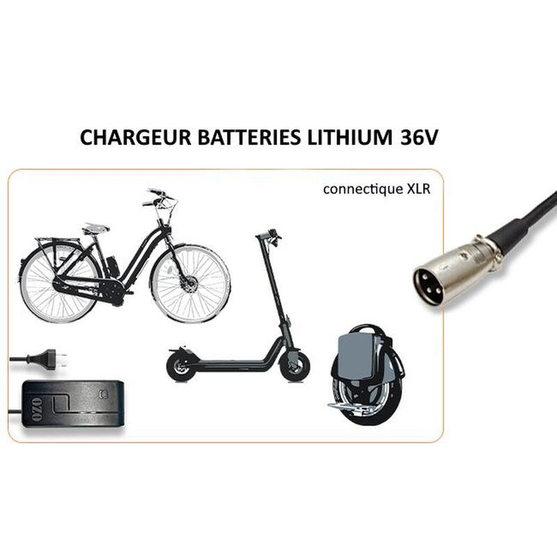 36V chargeur 42V 2A vélo électrique chargeur de batterie au lithium pour  batterie au lithium 36V avec prise/connecteur XLR à 3 broches, ✓ Meilleur  prix au Maroc