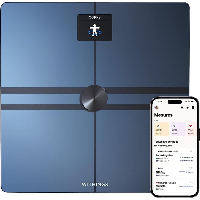 Cantar Wi-Fi pentru analiza corporala completa Withings Body Comp, Negru