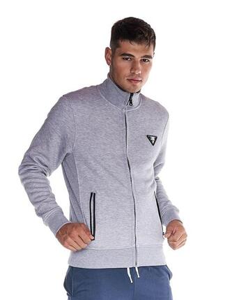 Sweat basique col montant zip intégral épais homme